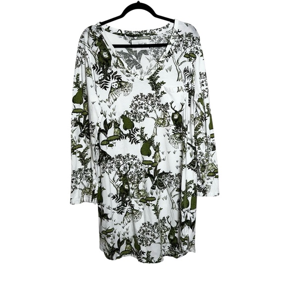The Cat’s Pajamas Sleep Shirt Dress XL | Woodland Animal Print | Pima Cotton - Picture 1 of 7